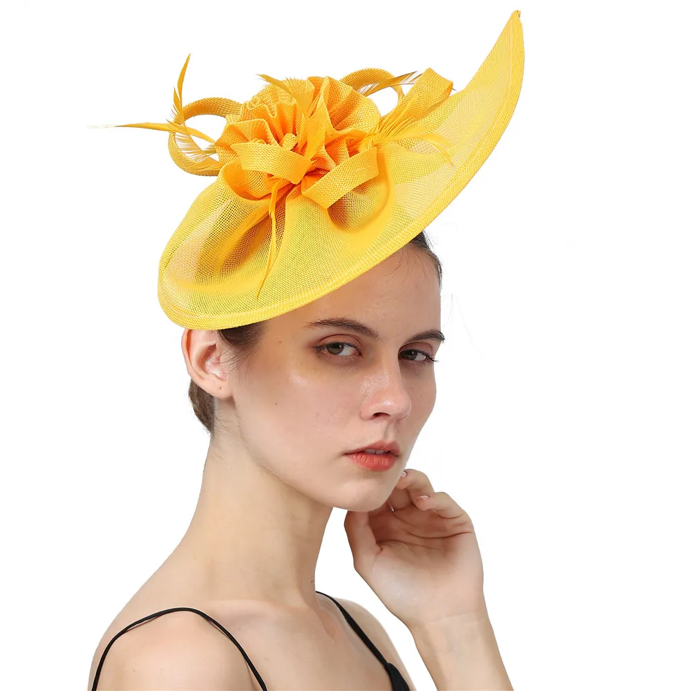 

Sinamay Party Fascinator Ladies Wedding Hat Women Pillbox Hat Headband For Cocktail Party Chapeau Cap Hair Clip