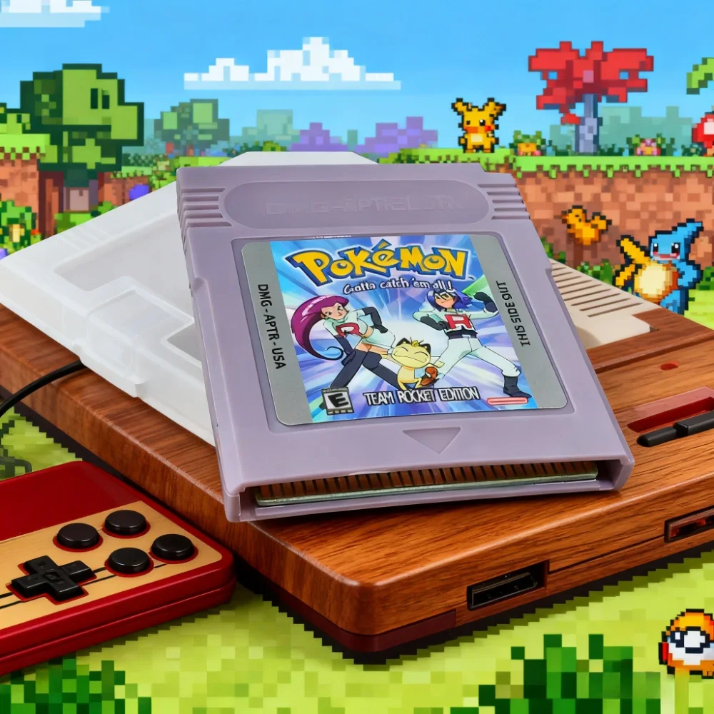 16-Bit-Kassette für Videospielkonsole, GBC-Spielkarte, Team Rocket Edition, USA-Version, graue Ahell Crystal Shell
