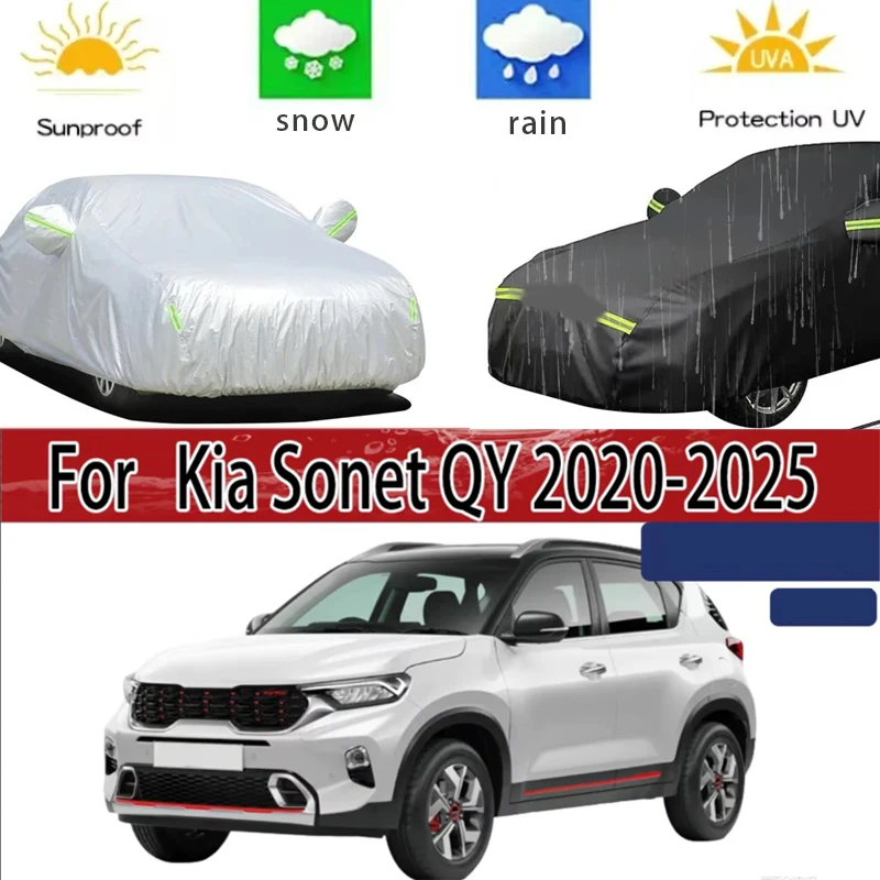 

For Kia Sonet QY 2020-2025 Full Car Covers Outdoor Sun Anti UV Rain Snow Dust Protection Oxford Cloth Accessories