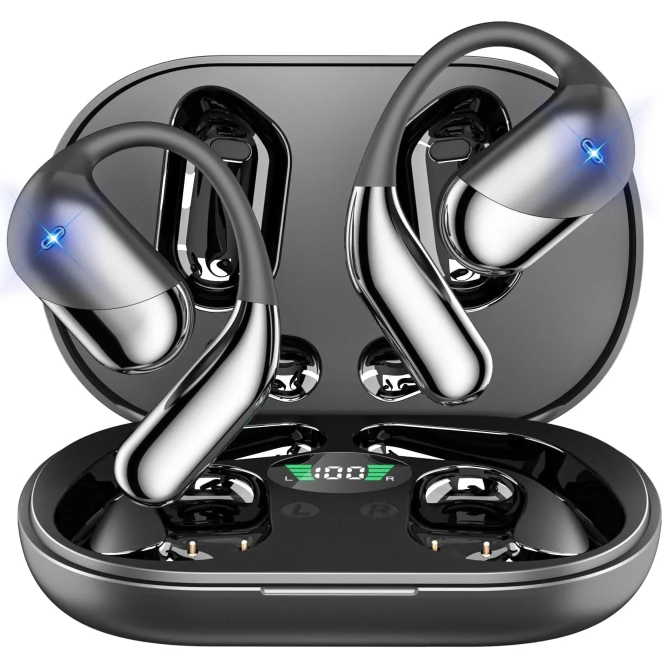 

Наушники Bluetooth 5.4 с сенсорным управлением, беспроводные наушники, светодиодный дисплей питания с шумоподавлением, спортивная музыкальная игровая гарнитура с HD-микрофоном