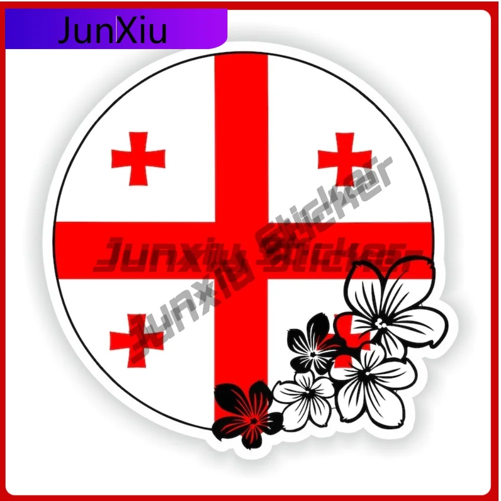

Georgia Georgia Round Flag Flower Stickers Anti Scratch Exterior Decorative Graphic Custom Decals Personalized Car Stickers Cove