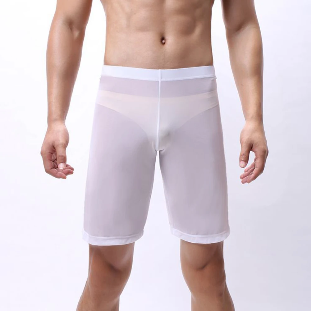 

For Daily Wear For Men Long Leg Underpants Mens Boxer Briefs For Running For Gym Yellow Breathable Solid Color