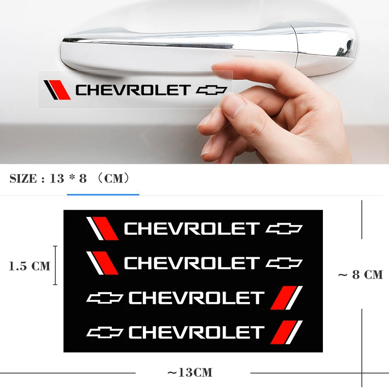 4Pcs Car Styling Door Handle Stickers Tire Rear View Mirror Decals For Chevrolet Trax Niva Avalanche Orlando kalos Equinox