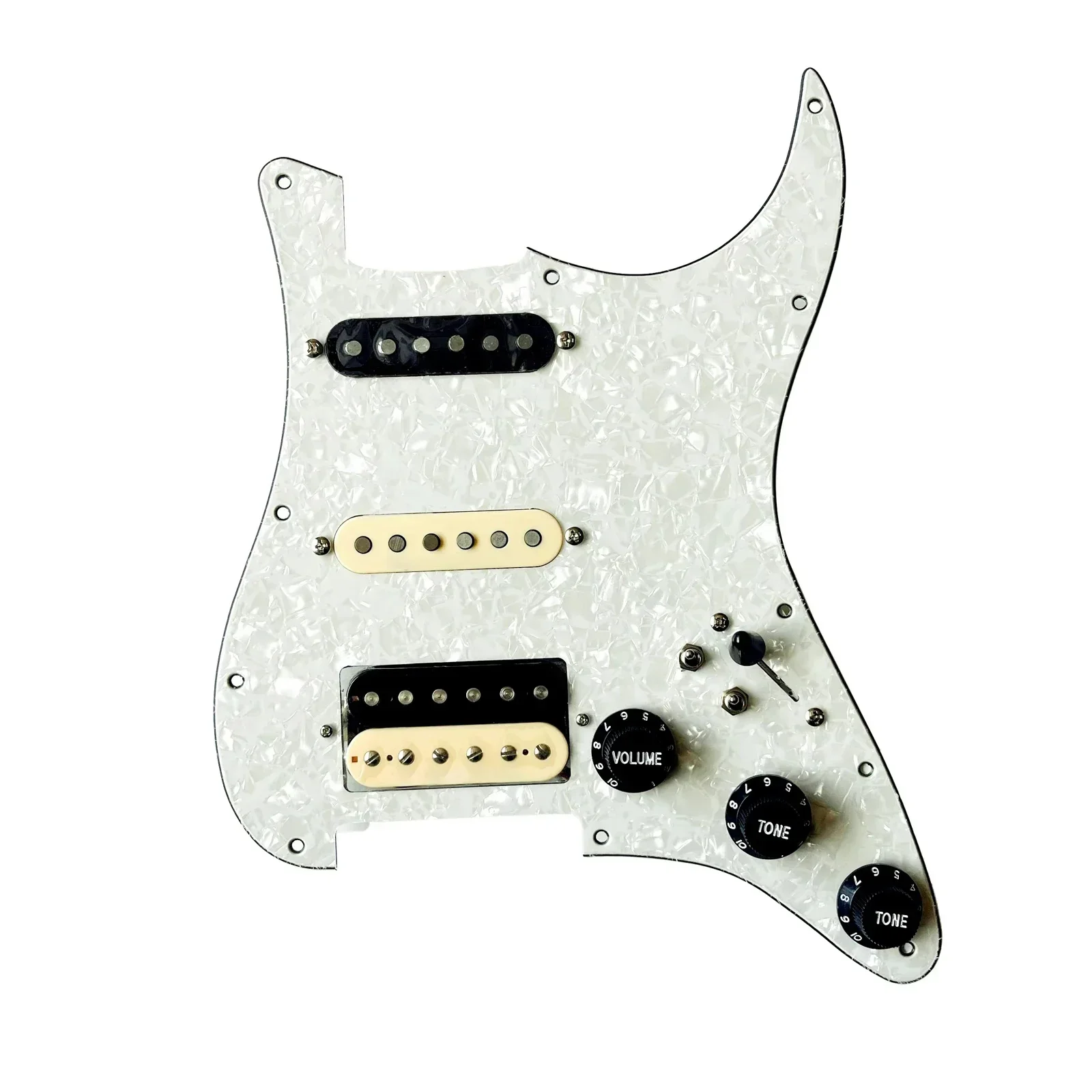 SSH Prewired Guitar ST Pickguard Set, Loaded Alnico 5 Humbucker Pickups, Coil Splitting, Multi-Switch for FD ST