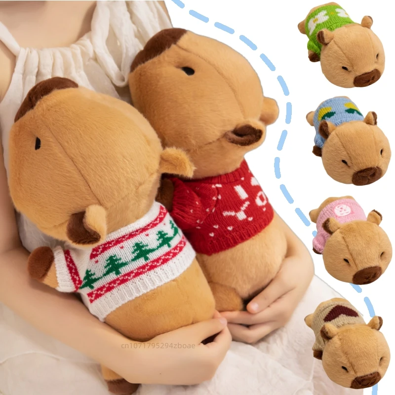 

20/36 см милое популярное платье капибара плюшевая кукла подушка лежачий свитер капибара чучело украшение дома подарок для детей