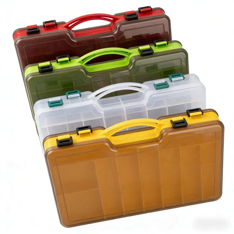 

Двухслойный разборный органайзер для рыболовных приманок: коробка для хранения воблеров, приманок-карандашей и аксессуаров для рыбалки