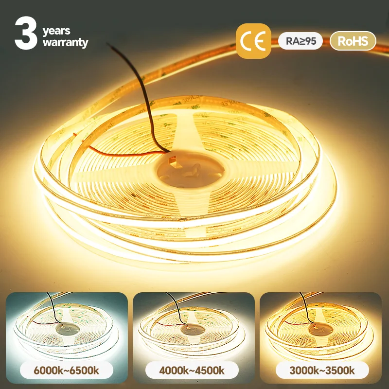 

Поп Линейная светодиодная лента с регулируемой яркостью 24 В COB 8 мм 320 светодиодов Гибкая светодиодная лента RA90 для декора комнаты 3000K 4000K 6500K Освещение