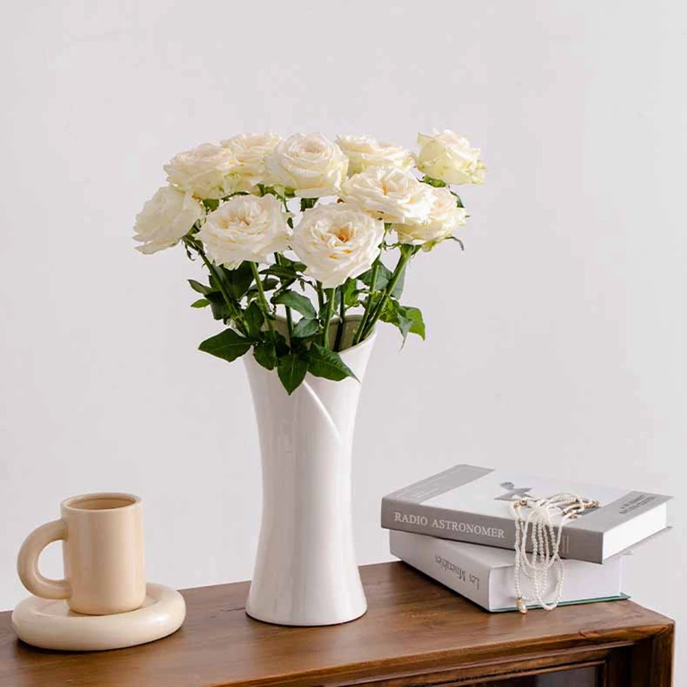 

Nordic white simple creative ceramic decoration dry flower vase hydroponic flowers living room tabletop decoration flower device