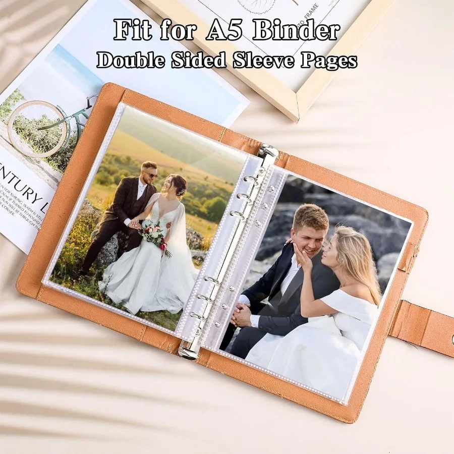 50 Pack 50 Pocket 5x7 Clear Page Protecto for A5 Binder 6 Ring Top Loading Paper Protector Sheets Binder Sleeves for CardsPhoto