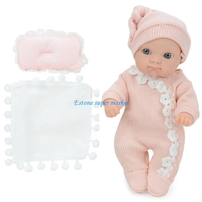

090B 8inch Baby Doll Set for Toddler Life Like Reborns Toy Birthday Gift Realistic Infant Doll Set with Clothes Role Play Toy