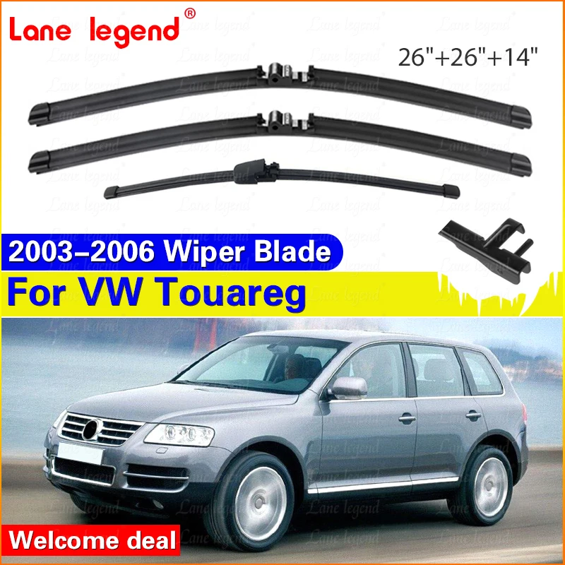 3Pcs Front Rear Wiper Blades Set For VW Touareg 2003 2004 2005 2006 Windshield Windscreen Window Brushes 26