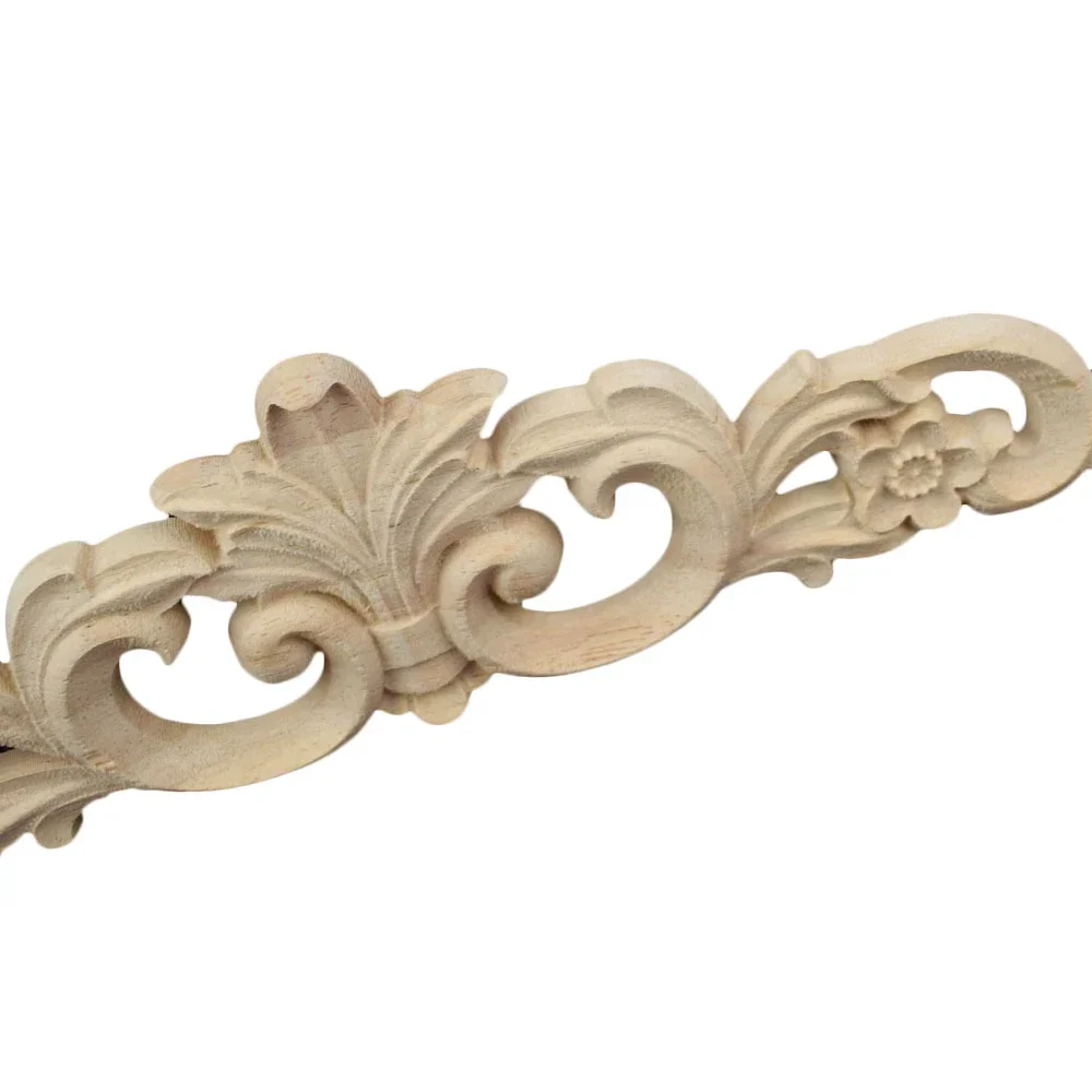 5PCS Unpainted Wood Carved Applique Beautiful Carving Decal Garden Fence for Home Furniture Wall Door Frame Cabinet Decor