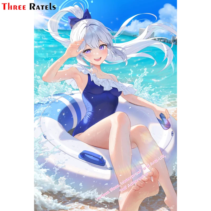 Three Ratels X81 Miyako Swimsuit Blue Archive Anime Game Car Sticker Car outside decal Laptop waterproof Vinyl sticker