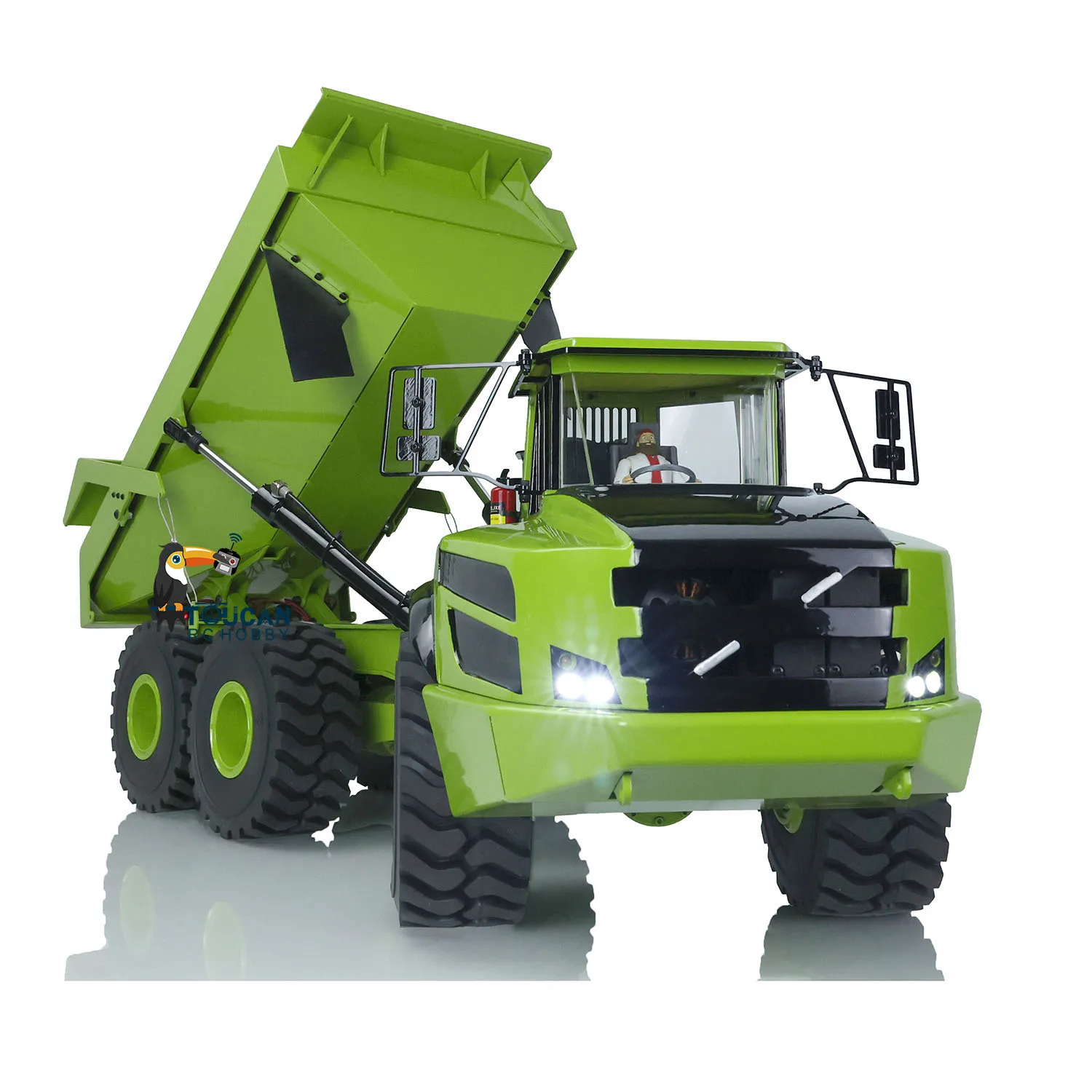 1/14 RC Metal Green Hydraulic Articulated Truck Dumper A40G Construction Vehicles With Sound Light TH21416