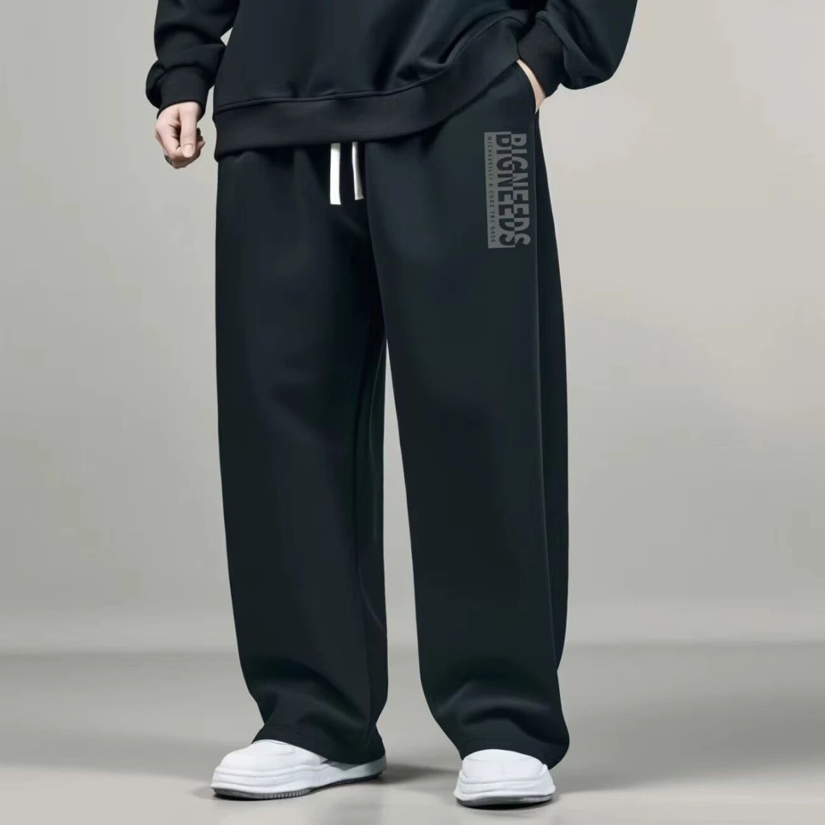 

plus Size Men's Casual Pants Loose Fit Trendy Fat Extra Large Sports Long Trousers Straight Leg Elastic Waisand