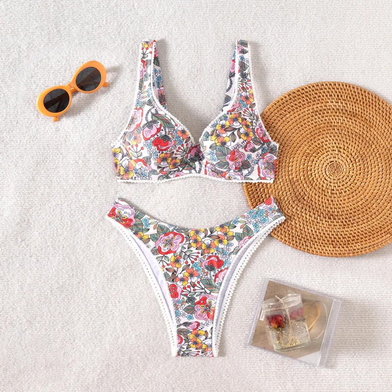 

2025 New Style Two-Piece Sexy Bikini European and American Print Tight-Fitting Push-Up Pure Desire High-End Swimsuit fo