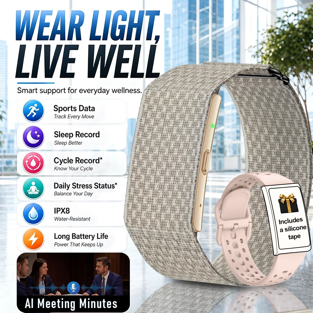 2026 Screenless Smart Bracelet, Heart Rate, AI Meeting Record, Sleep Monitoring, Pedometer, Fitness Tracker, Unisex Smartwatch