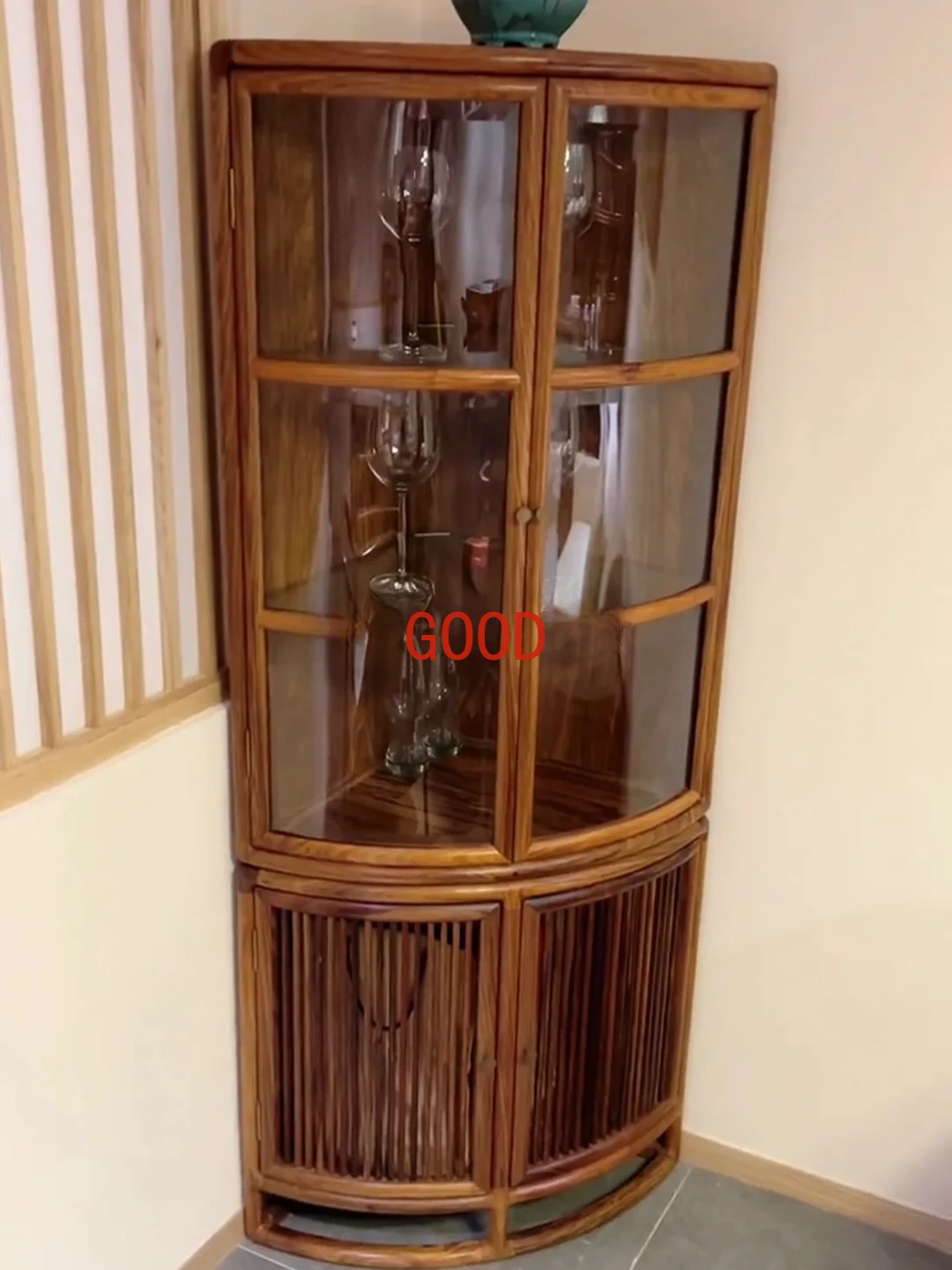 

New Chinese Style Ugyen Wood Corner Cabinet Solid Wood Triangle Living Room Corner Corner Cabinet