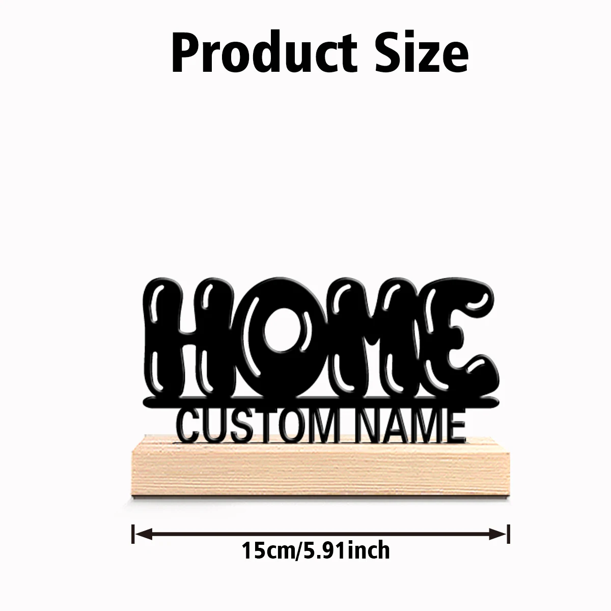1pc Retro Personalized Custom HOME Metal Statues Wooden Base Entryway Decor for Modern Farmhouse Garage Rustic Office Spaces