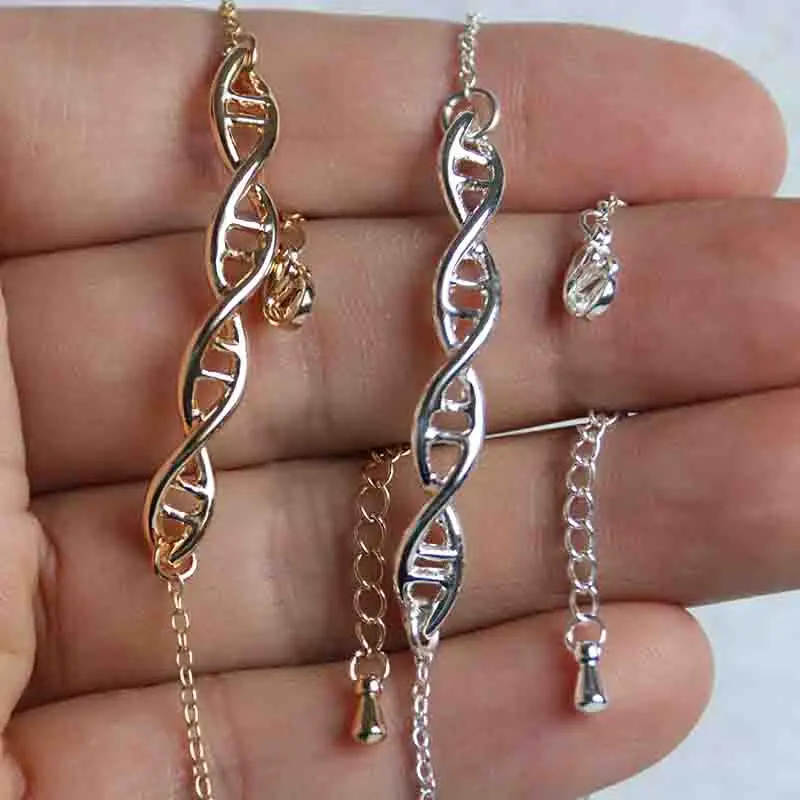 1pc New Arrival DNA Bracelet Science Bangles and Bracelets Silver And Gold Color For Female Girls Cute Jewelry Gift