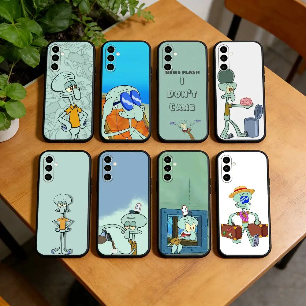 Cartoon Squidward Tentacles Z-Sponge Phone Case Black Silicone Soft For Samsung Galaxy A73,A72,A71,A70,A53,A52,A51