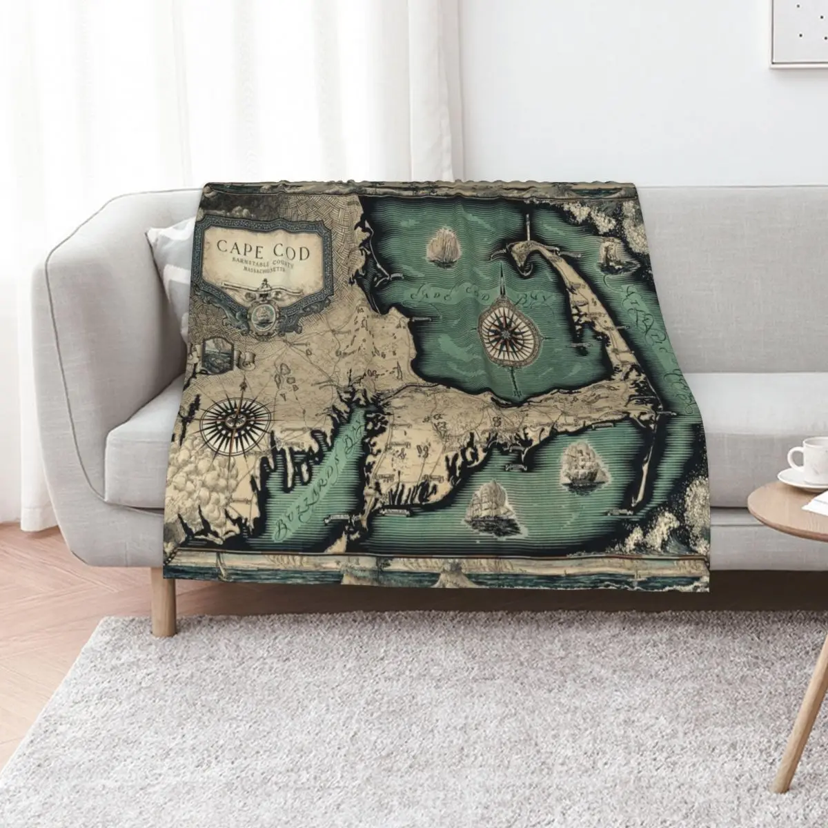 

1931 Vintage Map. Cape Cod : Barnstable County Massachusetts Throw Blanket Thins Personalized Gift warm winter Blankets