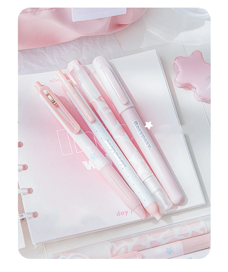 4 stücke Farbe Sinn Schreibstifte Set Creme Text marker schwarz Gel Tinte Stift Marker Liner a7489 – Detail 5