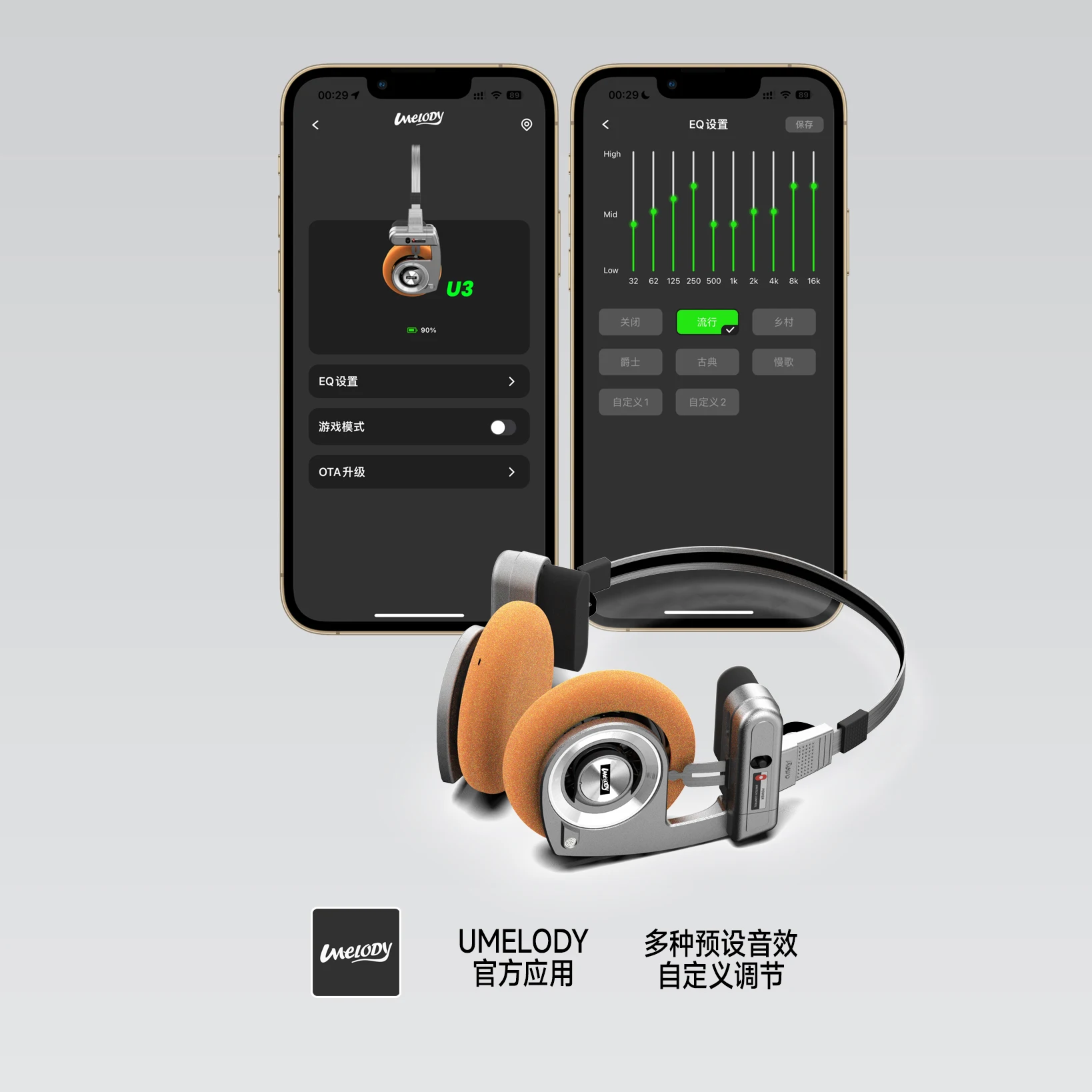 UMELODY U3 Headphone RETRO Headphone Bluetooth Nirkabel Headphone ON-Ear Headphone Peredam Kebisingan Dapat Dilipat Nirkabel HIFI