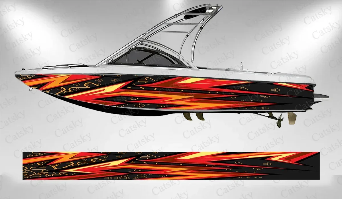 Colorful Arc Stripes Vector Eye-catching Unique Boat Sticker Vinyl Boat Pontoon Deck Boat Fishing Decorative Pontoon Boats Decal