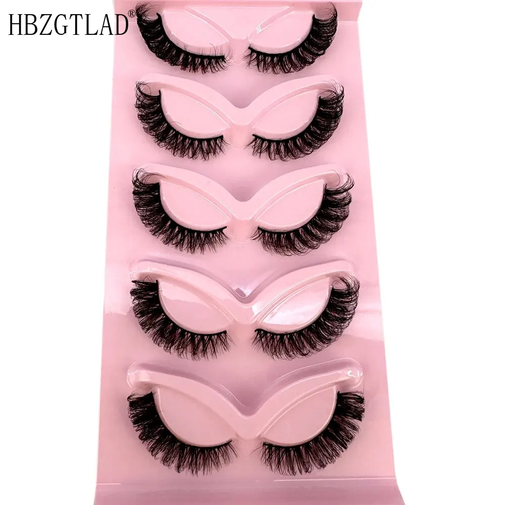 NEW 5Pairs DD Curl Russian Strip Lashes Short 3D Fluffy Mink Lashes Extension Supplies Natural 5D Fake Eyelashes Makeup Tools