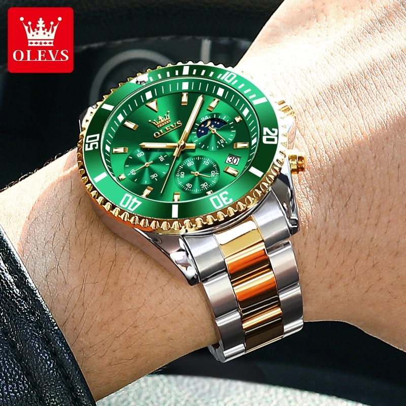 OLEVS Men's Watches Fashion Waterproof Quartz Wrist Watch Men Top Brand Luxury Stainless Steel Strap Sport Date Clock Male