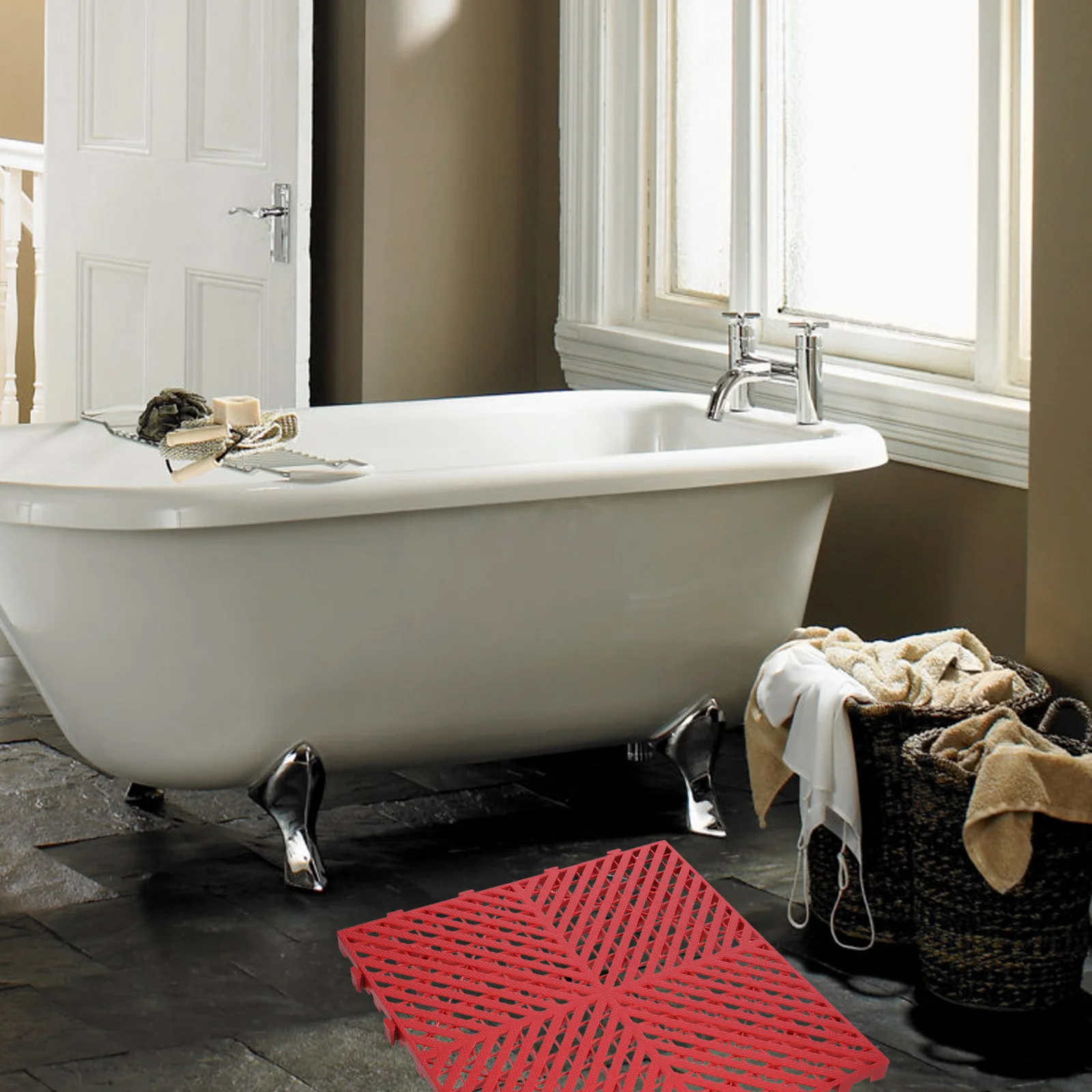 

Anti-Slip Interlocking Mat Thickened Drainage Floor Tile For Kitchen Bathroom Garage Indoor Mesh Hole Design Pp Material