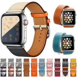 100% Genuine Cow Leather Loop Bracelet Belt Band for Apple Watch Serie 7 6 SE 5 4 42MM 38MM 44MM 40MM Strap for iWatch 41MM 45MM