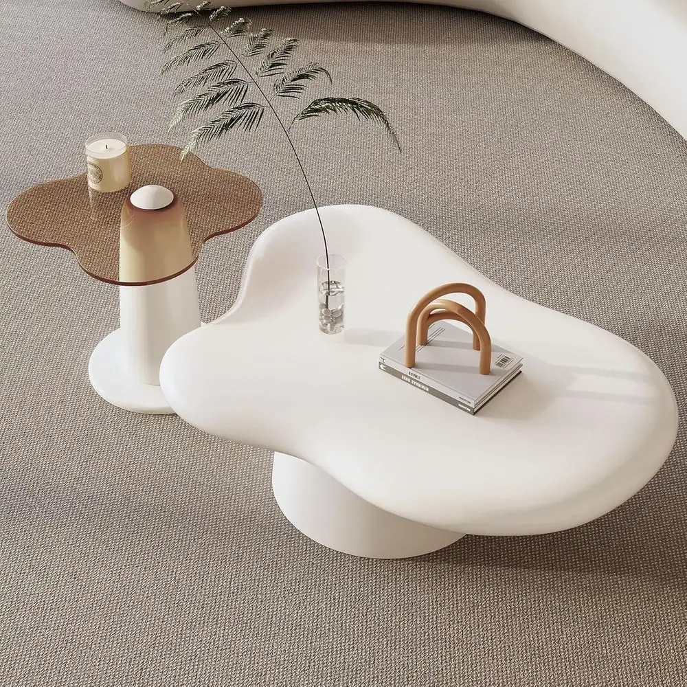 

Элегантный журнальный столик в цвете крем и коричневый сливочный для гостиной, 38 дюймов (длина) x 28,34 дюйма (ширина) x 14,88 дюйма (высота), современный дизайн