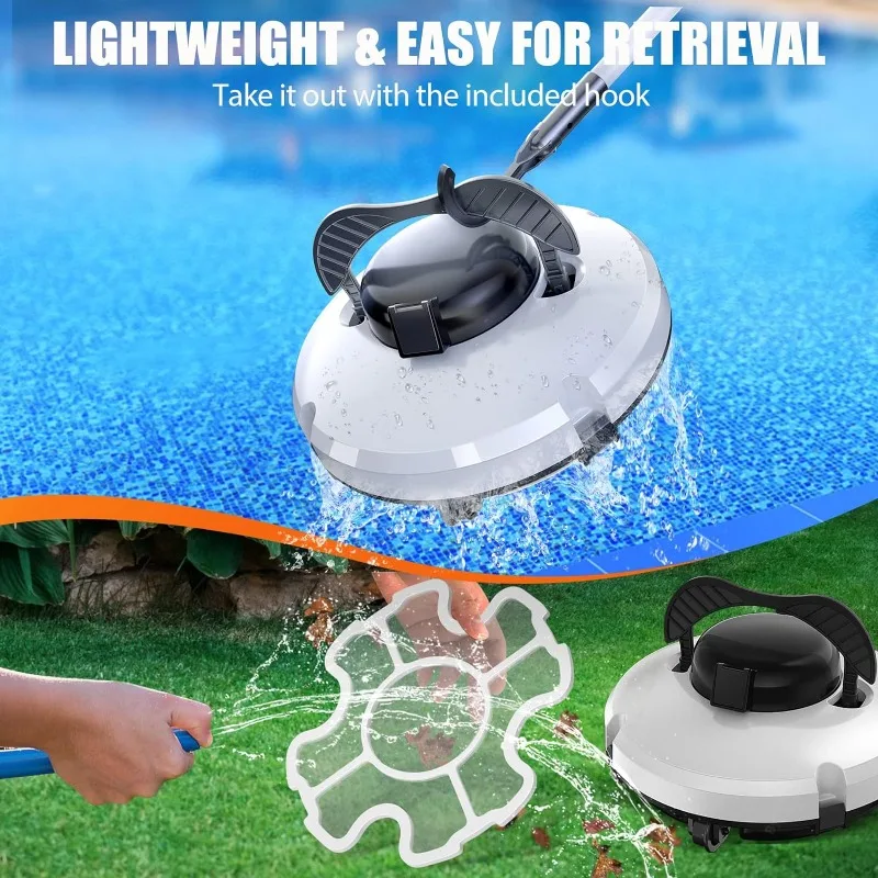 Sem fio Robotic Piscina Vacuum para acima do solo Piscina, motores automáticos Dual-Drive, Self-Parking, até 1000 Sq.Ft