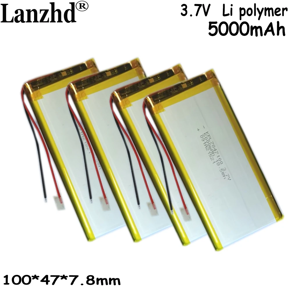 แบตเตอรี่ลิเธียมโพลิเมอร์ Li 3.7V 5000MAH สําหรับอุปกรณ์แบตเตอรี่ชาร์จธนาคาร 7847100   ถ่านชาร์จได้