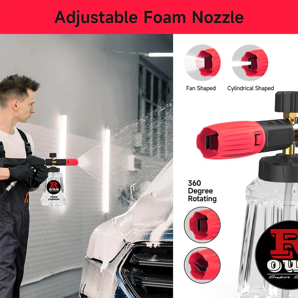 ROUE Snow Foam Lance Foamer Cannon Gun Soap Foam Generator High Pressure Car Washer Accessories For Karcher Nilfisk Parkside WAP