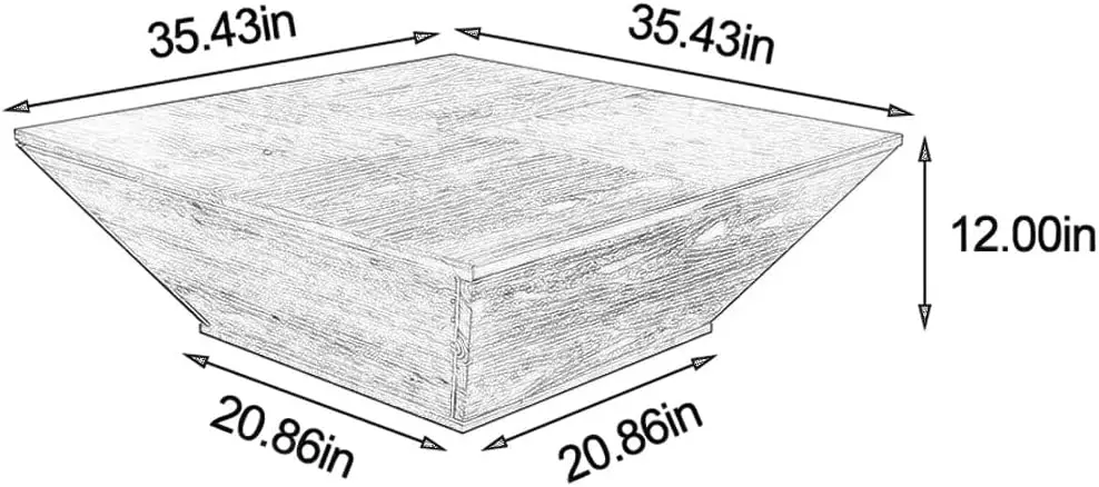 طاولة قهوة خشبية مربعة لغرفة المعيشة - طاولة قهوة للمزرعة مع مساحة تخزين (كرز، 35.43 بوصة عمق × 35.43 بوصة عرض × 13.78 بوصة ارتفاع) #2