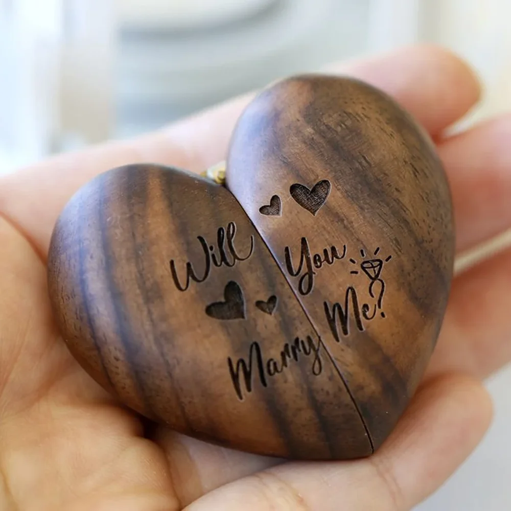 هل تتزوج مني صندوق خاتم على شكل قلب من الخشب المحفور اقتراح إبداعي صندوق خاتم رائع لحفلات الزفاف وحفلات الخطوبة