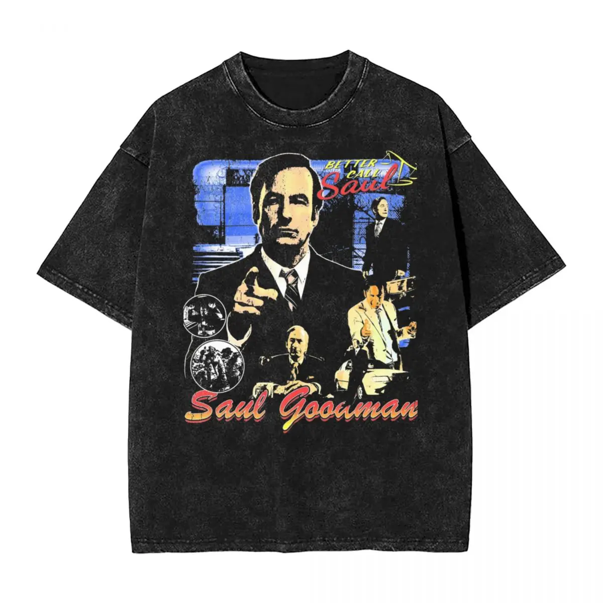 Washed T Shirt Saul Goodman Vintage 90s Better Call Saul Hip Hop Retro T-Shirts Harajuku Streetwear Tops Tees for Men Women