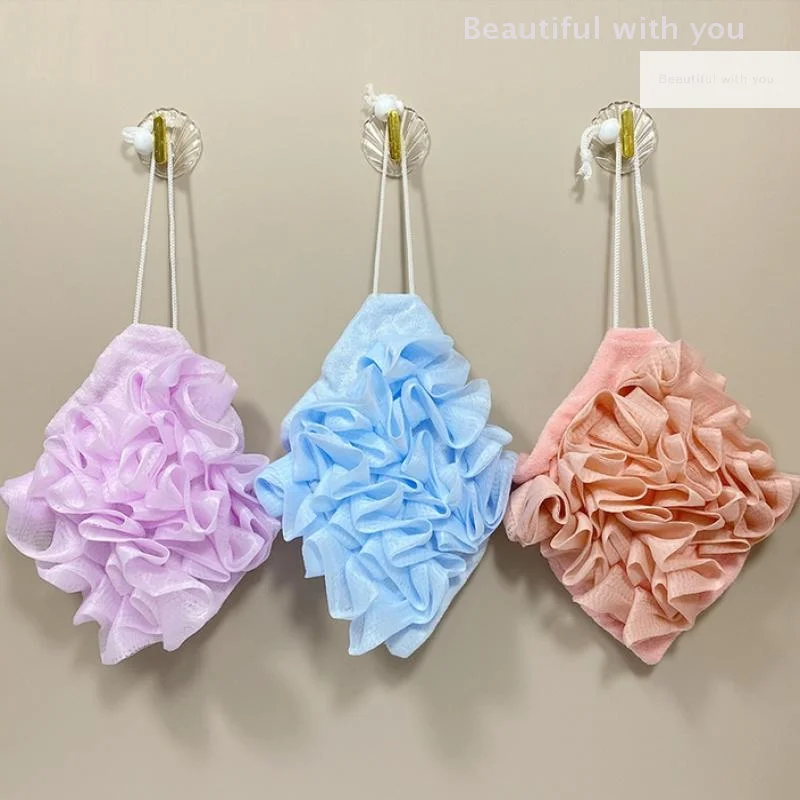 

New 2 In 1 Bath Ball Towel Loofah With Drawstring Closure For Soap Soft Exfoliating Mesh Shower Sponge Skin Care Bathing Tool