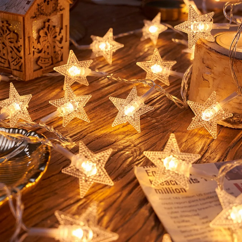 Guirnalda de luces de estrella con pilas, guirnaldas de luces LED con patrón islámico para Ramadán, decoración del hogar, dormitorio, fiesta, boda, 1 ud.