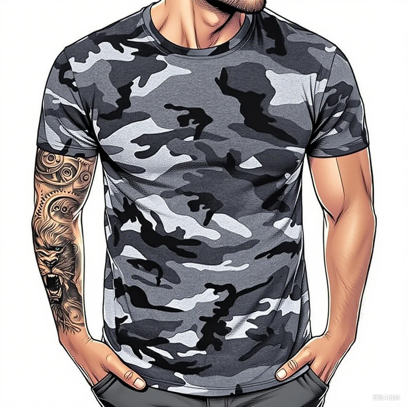 Work style men's outdoor camouflage warrior hunting sports short sleeved fashionable loose quick