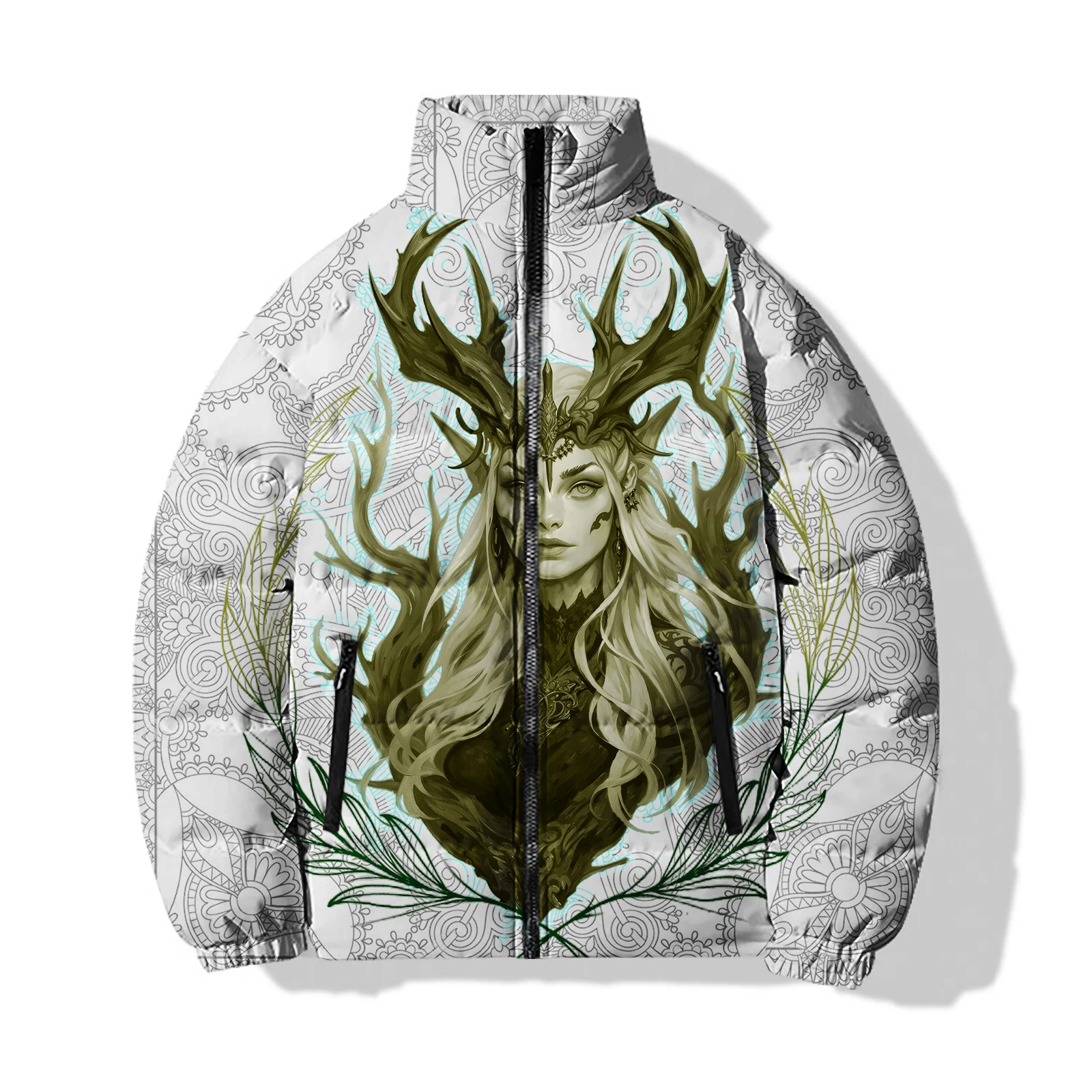 Japanese Style Men\'s Coat Cool Man Jackets Beauty High Quality Winter Coats Man Warmth Goddess 3D Digital Printing Witch Durable