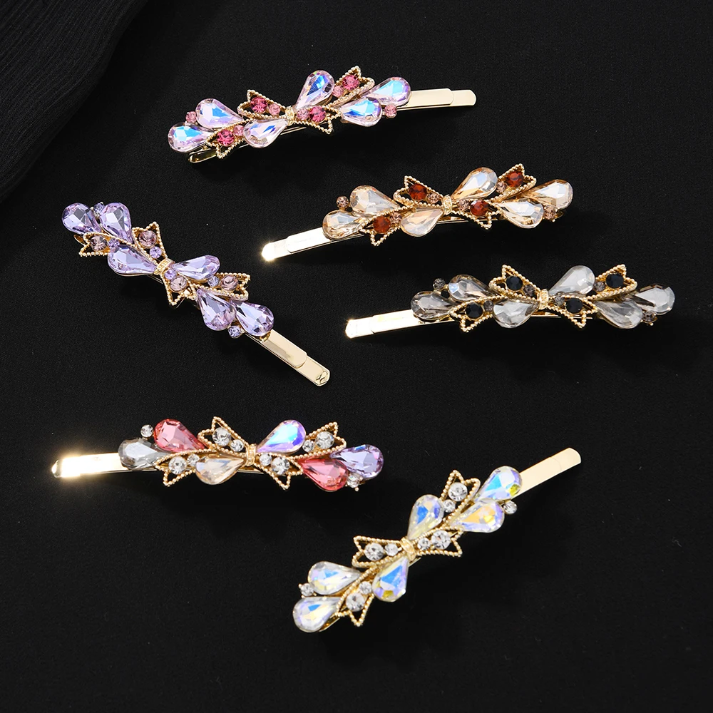 

Элегантная заколка для волос, аксессуар для волос для девочки, бант, прямая заколка для волос, классическая блестящая боковая заколка, красочный аксессуар.