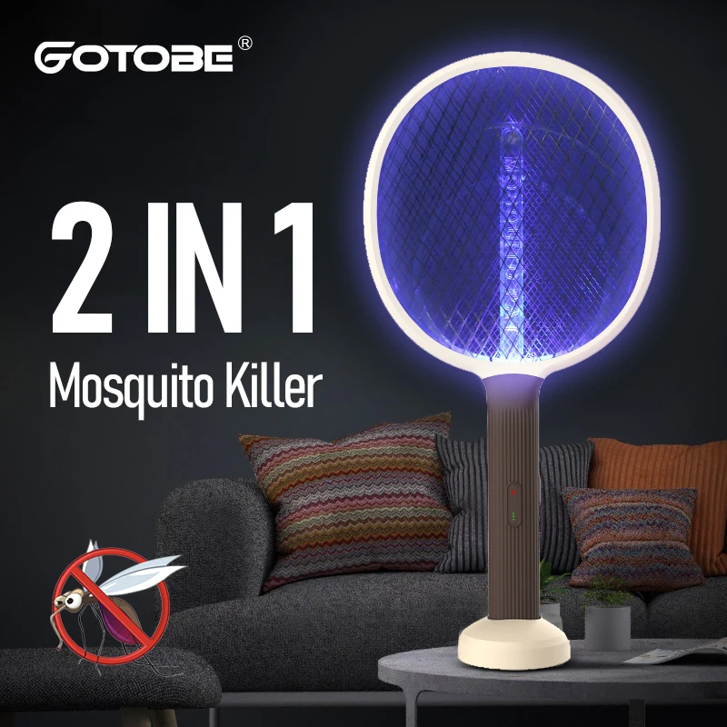 

Two-in-One Mosquito Killer Lamp Electric shocker 365nm UV Light Bug Zapper Trap Flies Insect USB Rechargeable Summer Fly Swatter