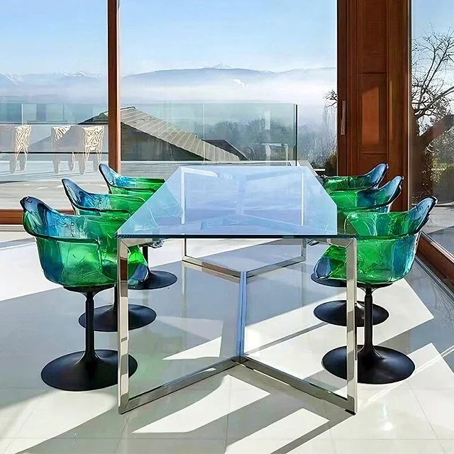 Italy's popular rotating art transparent epoxy restaurant dining chair is suitable for villas or hotels