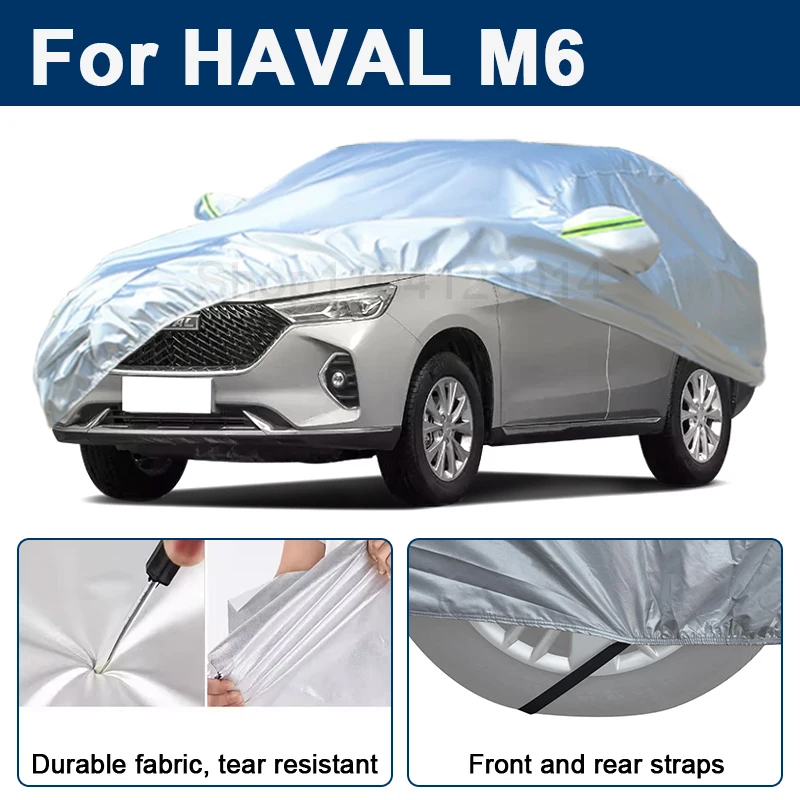 

Outdoor Full Car Cover For HAVAL M6 with Reflective Strips Waterproof Snowproof Dustproof UV Protection Auto Accessories
