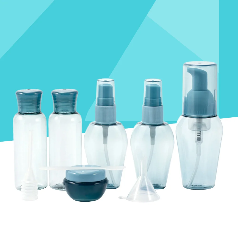 Ensemble de bouteilles de voyage rechargeables, étanches, conteneurs de toilette portables pour shampoing, Lotion, crème, Kit de bouteilles en plastique vides, 9 pièces