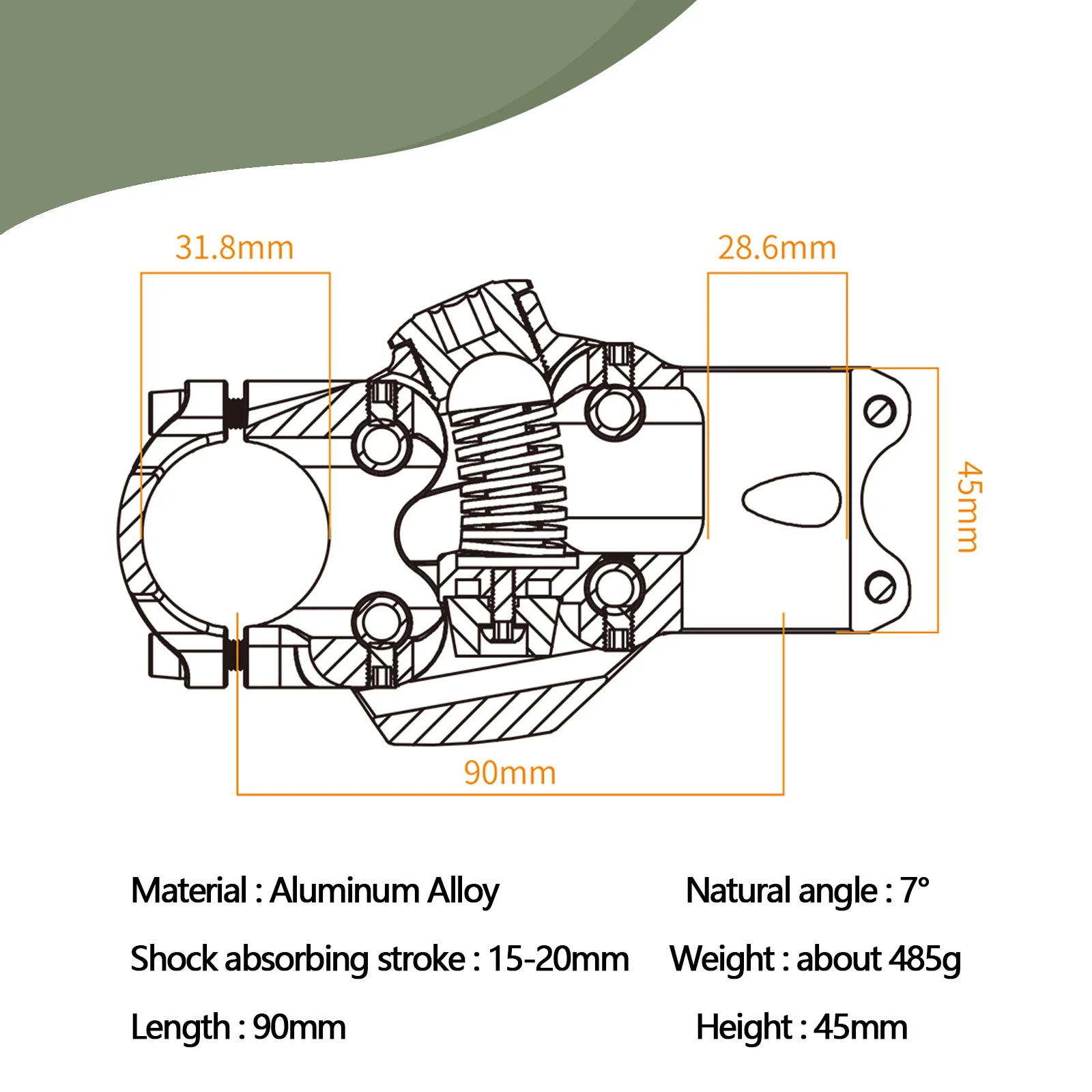 MEROCA Bicycle Suspension Stem Gravel Mountain Road Bike XC Shock 31.8mm Shock Absorption Bike Handlebar Stem MTB Table